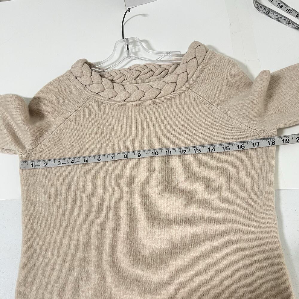 Peck & Peck Wool Cashmere Knit Pullover Sweater Medium Braided Neck Cream Luxe - Picture 7 of 10